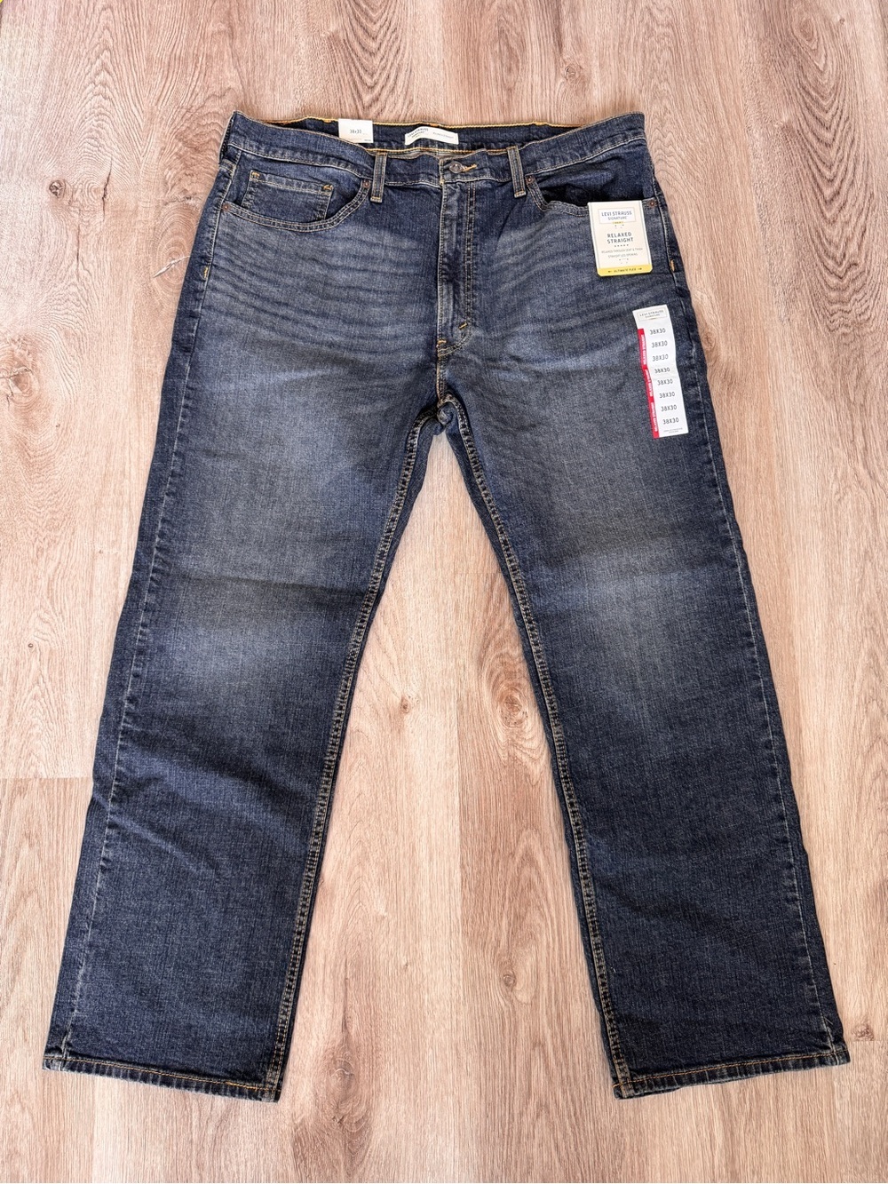 Levi Strauss Signature Relaxed Straight 38x30 Men’s Blue Jeans Denim